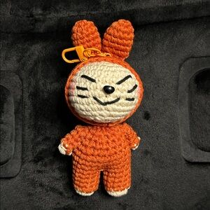 Handmade Crochet Orange Bunny Bag Charm/Key Chain